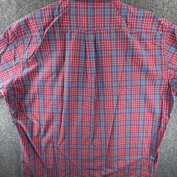 Faconnable Blue Red Cotton 2XL Plaid Mens Long Sleeve Pocket Button Up Shirt - Picture 15 of 15